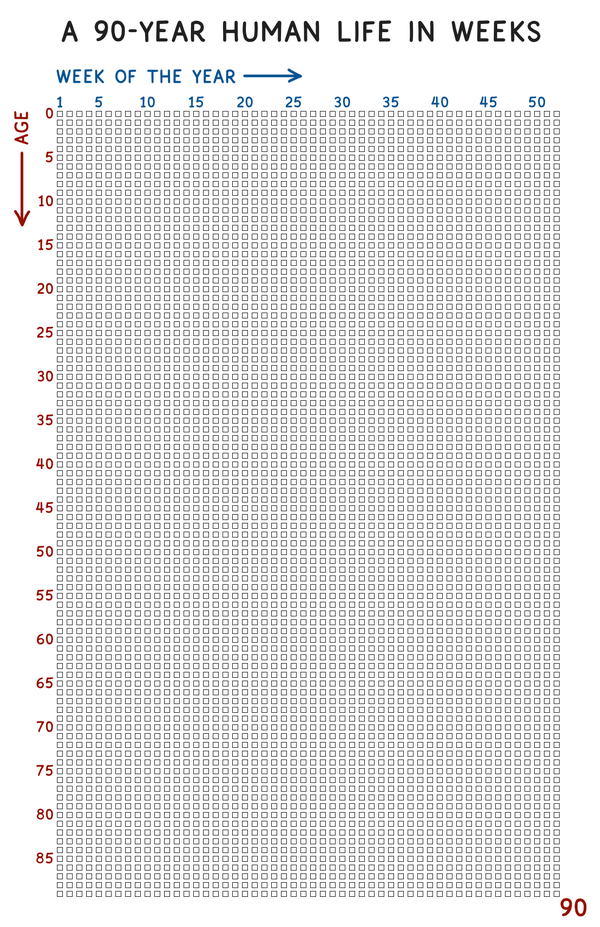 90 year human life in weeks